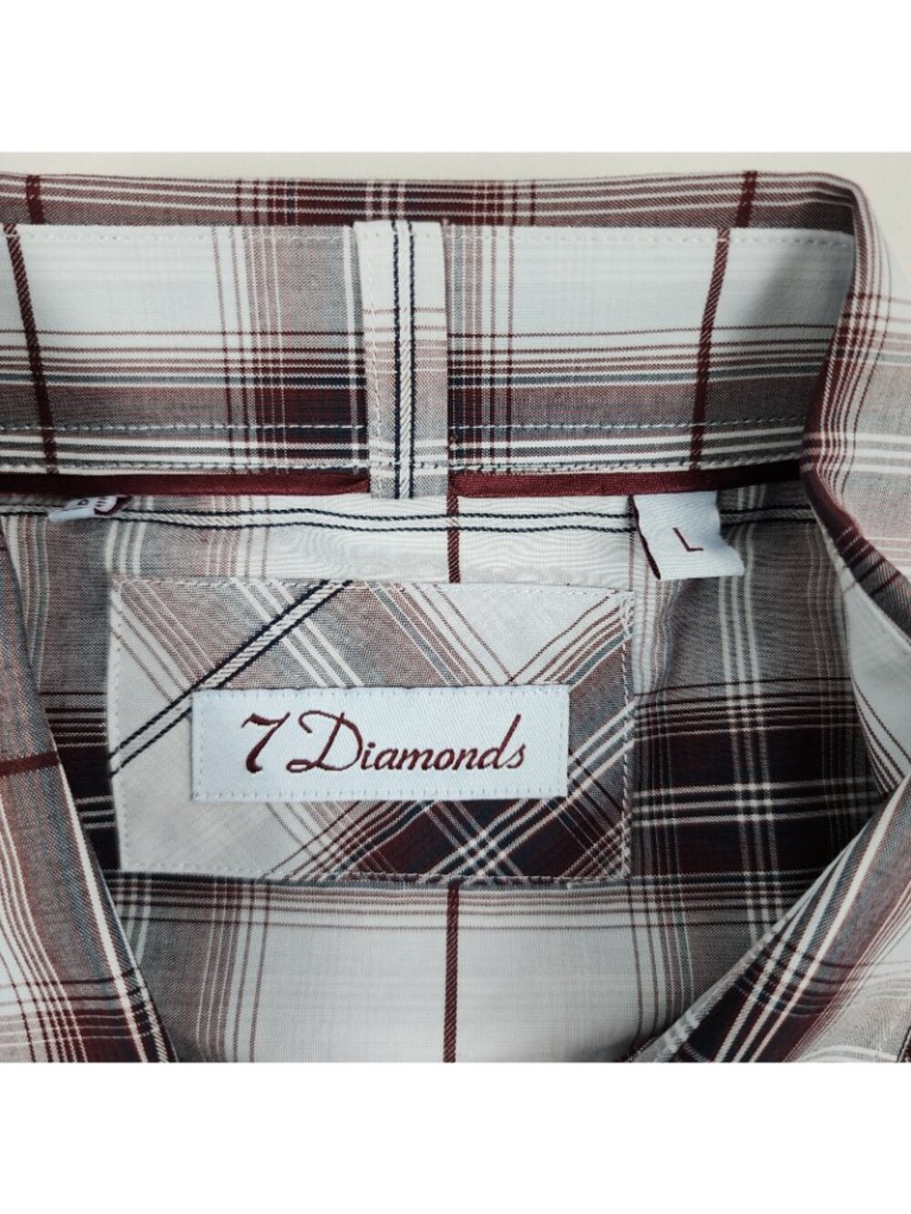 7 Diamonds Shirt Mens Large Blue Multi Plaid Tyme to Rhyme Button Up NWT - Picture 3 of 8